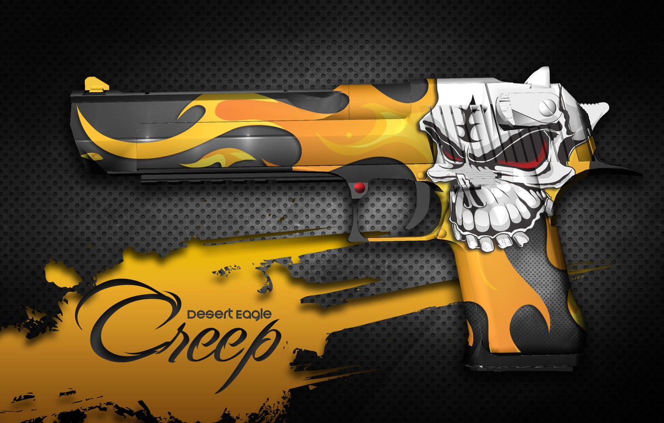 Wallpaper Flame Skull Teeth Holes Desert Eagle Paint