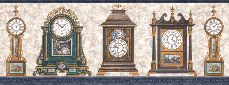 About Antiques Vintage Style Retro Clocks Wallpaper Border Fw4042b