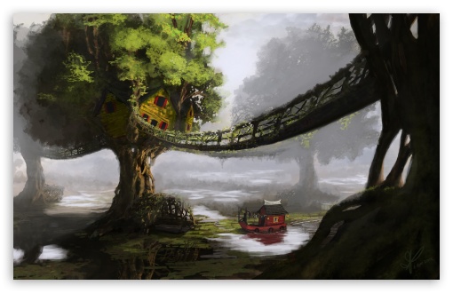 Fantasy Tree House HD Desktop Wallpaper High Definition Fullscreen