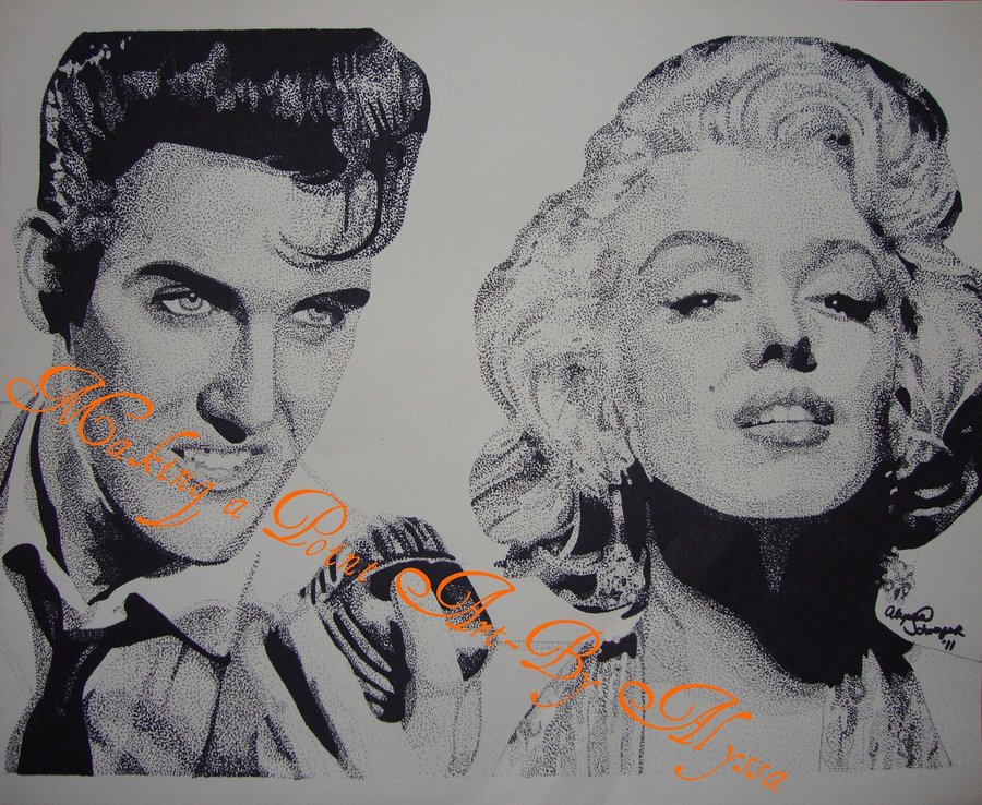 Elvis And Marilyn Pointalism By Alydots