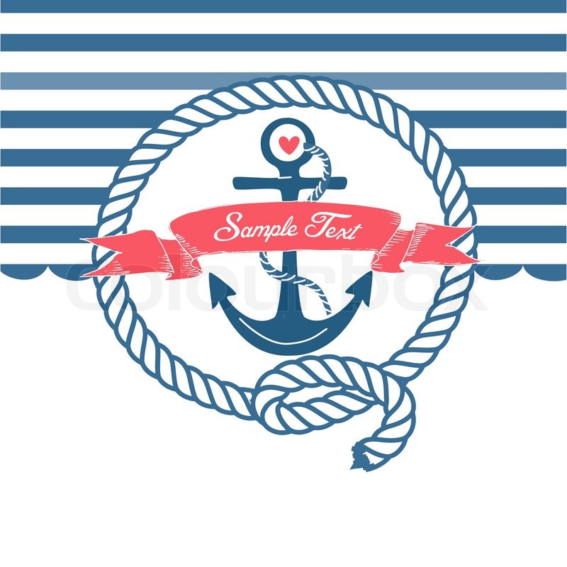 Vector Of Cute Nautical Background With Anchor Rope Flag And A