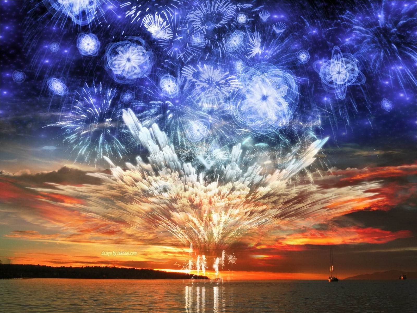Happy New Year Fireworks Wallpaper High Defini