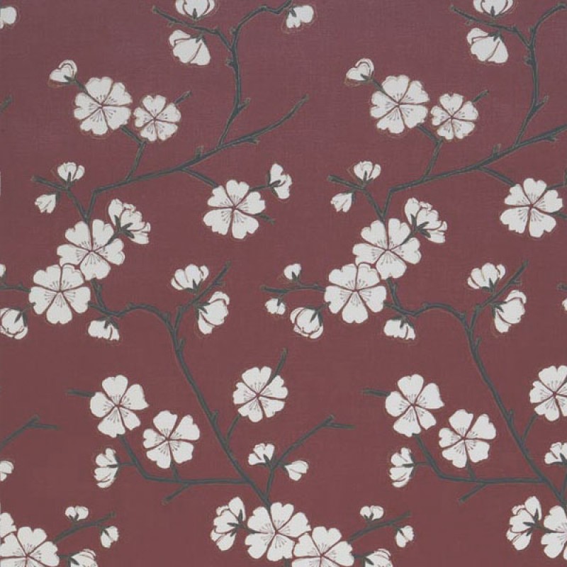 Coral Oriental Blossom Wallpaper Red Cream Charcoal By Grandeco