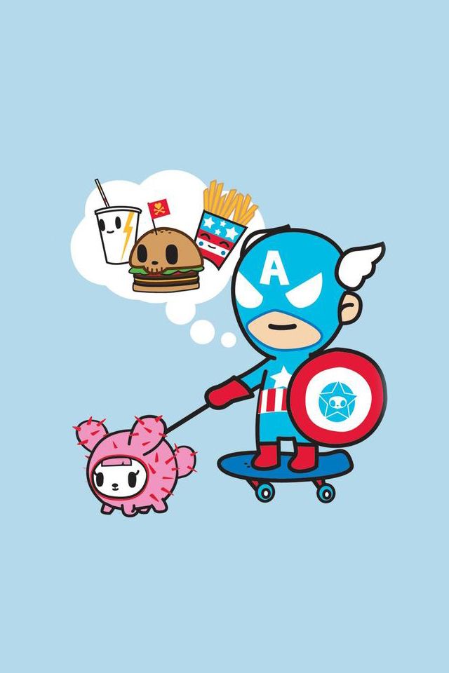 Just made 2 tokidoki marvel iphone wallpapers Captain America