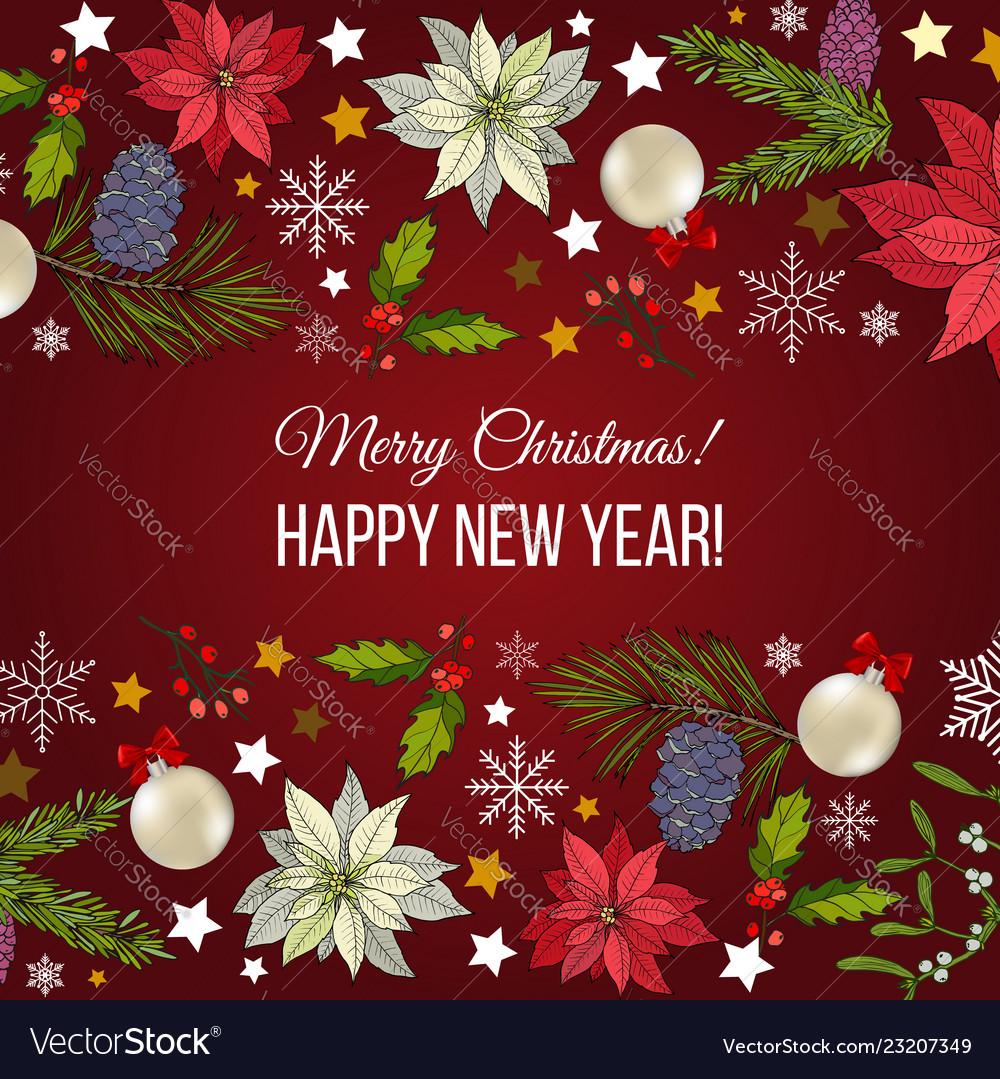 Merry christmas and happy new year greeting card Vector Image