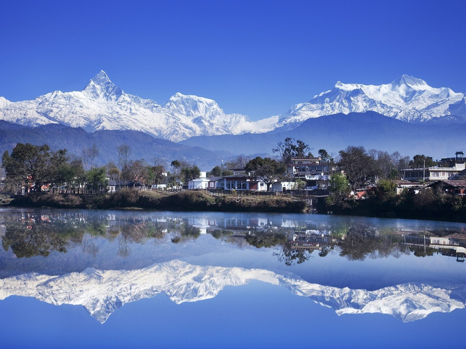 Nepal Pokhara Phewa Tal Lake Himalayas Ghandruk Mountains