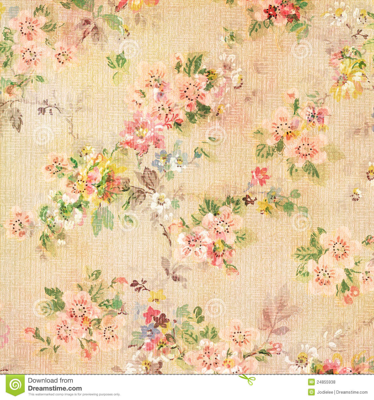 Shabby Chic Flowers Wallpaper Vintage Antique