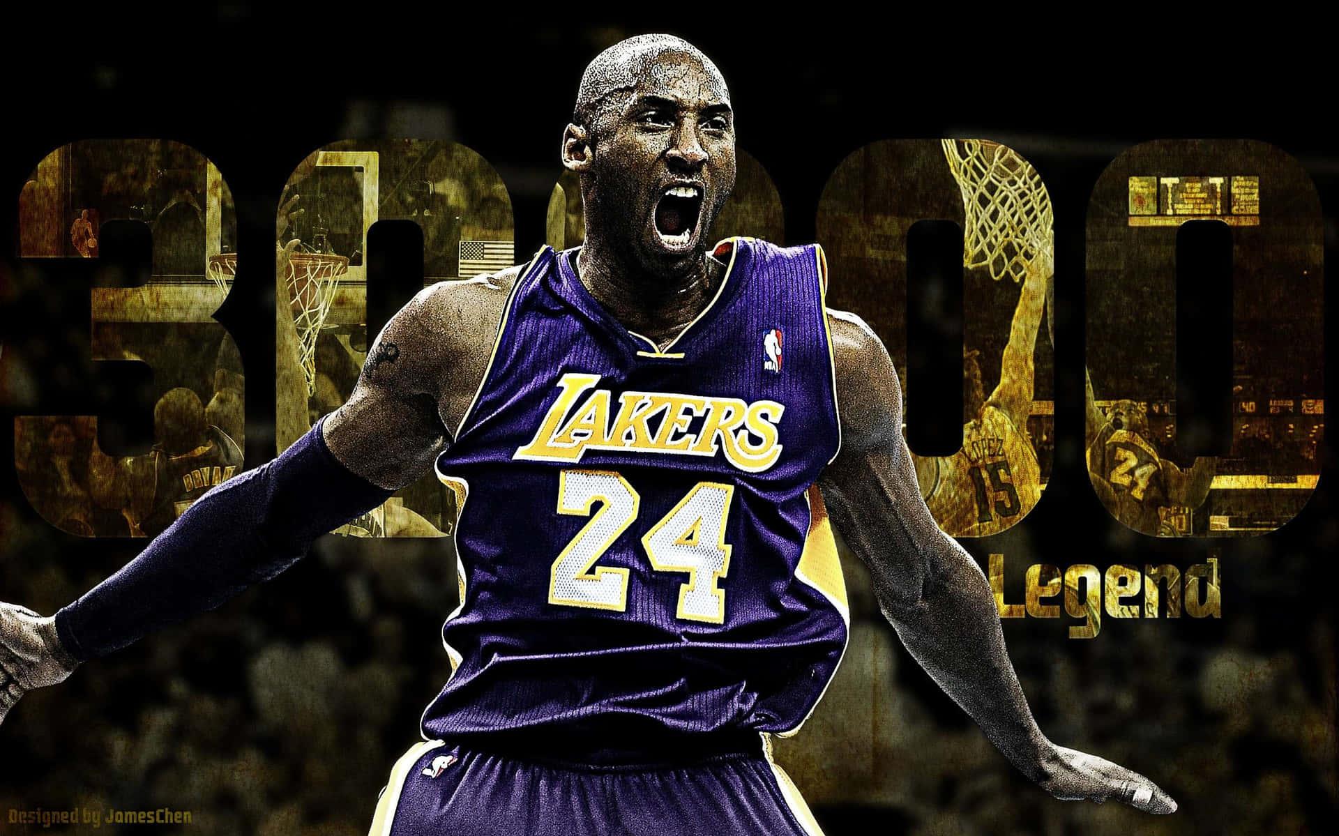 Legendary Los Angeles Laker Kobe Bryant In Action On The