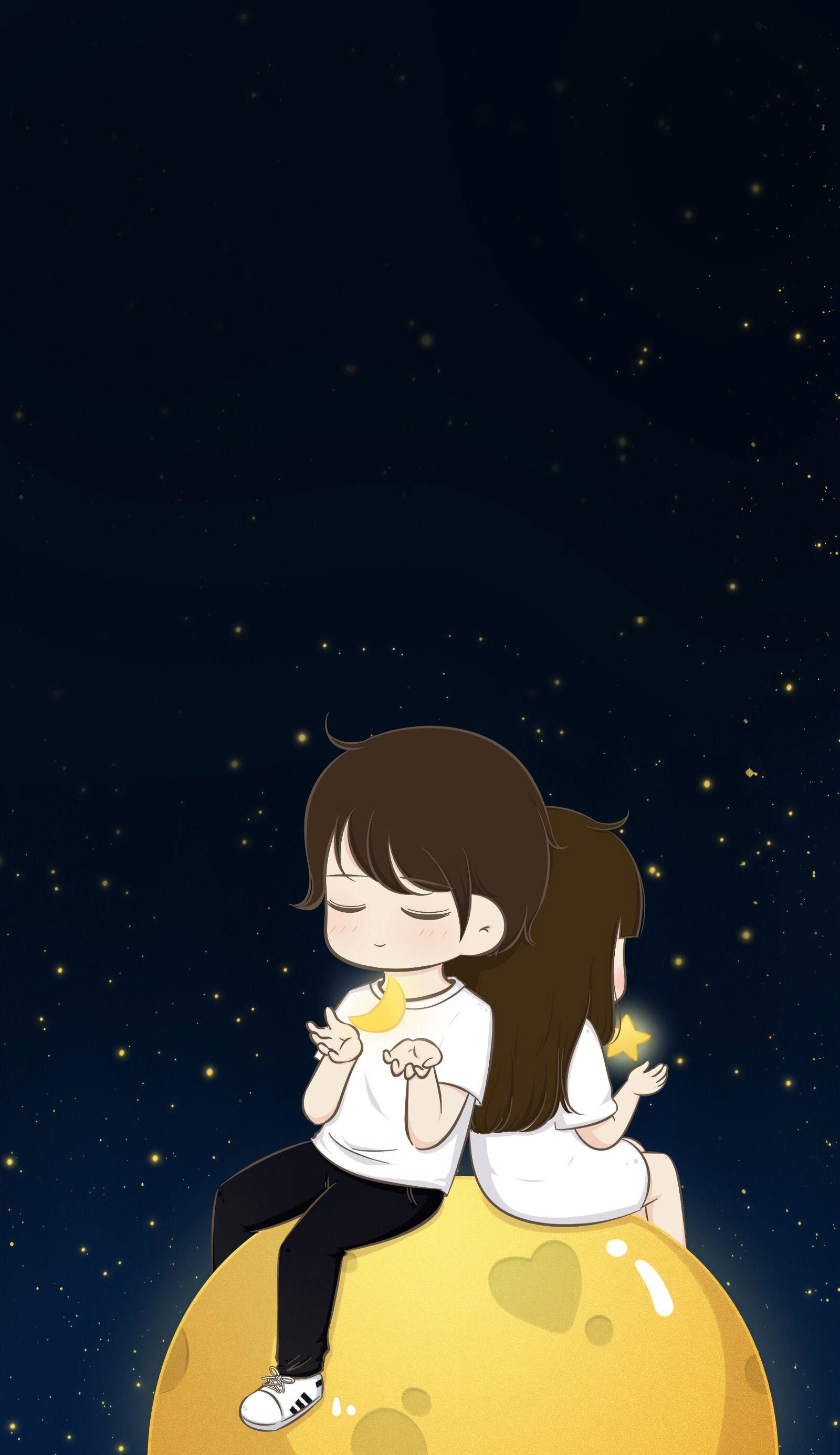Cute Couple Cartoon Wallpaper