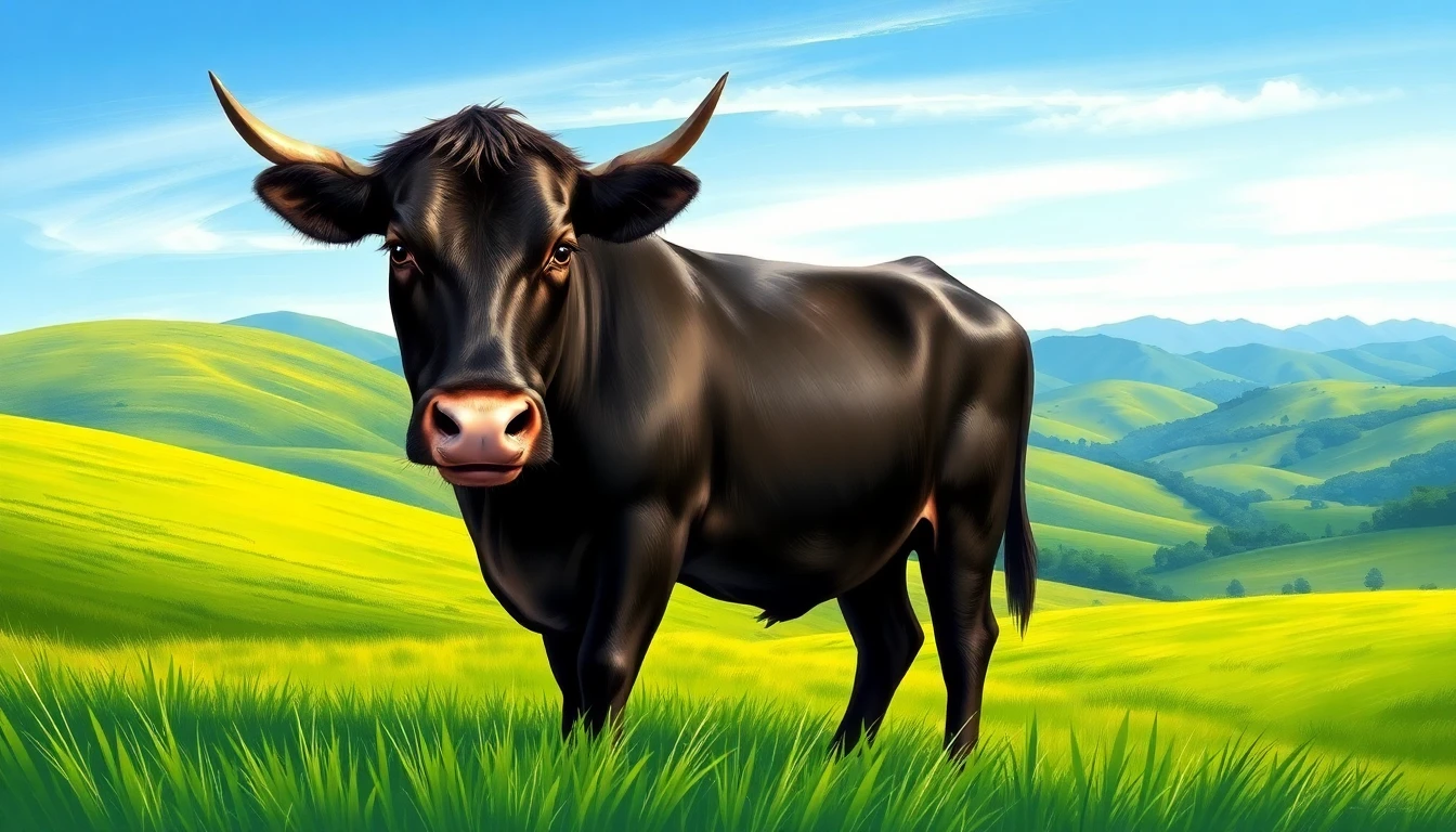 Black Angus Cow Drawing Wallpaper