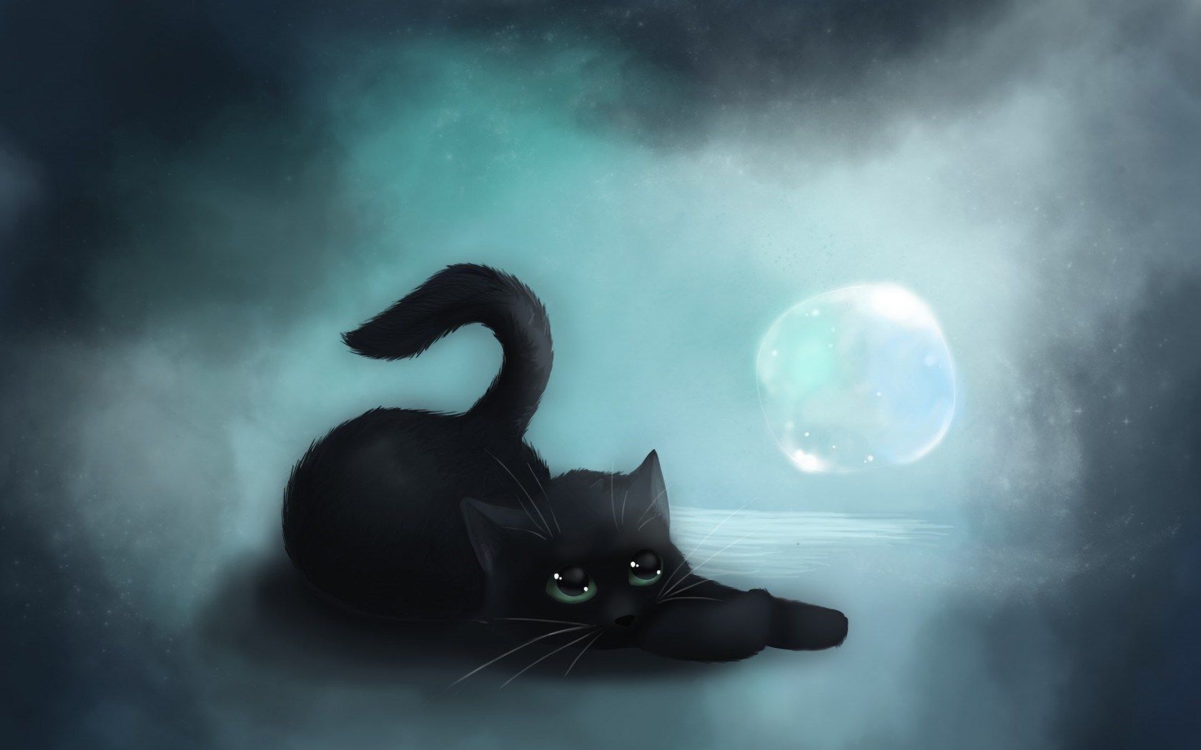  download cat art Black Cat In Moon Wallpaper Picture 12958 1680x1050