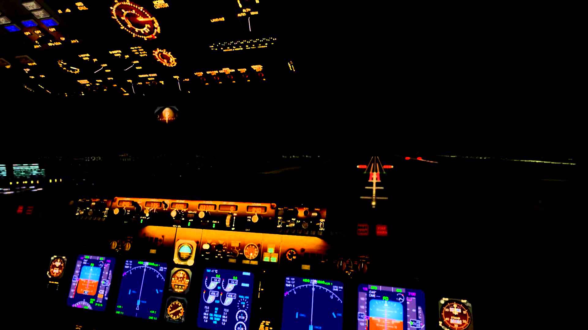 Fsx HD Boeing Cockpit Night Landing