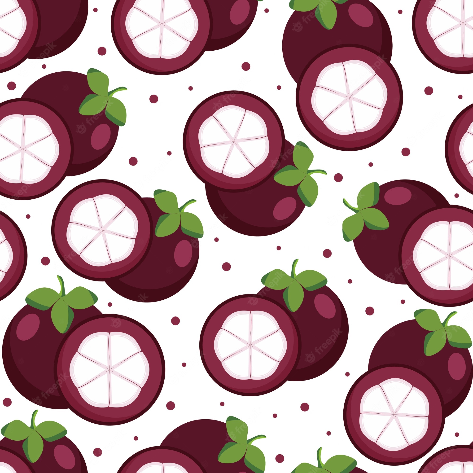 Mangosteen fruit seamless pattern. Design for fabrics, textiles, wallpaper,  packaging, cafes. 8832052 Vector Art at Vecteezy