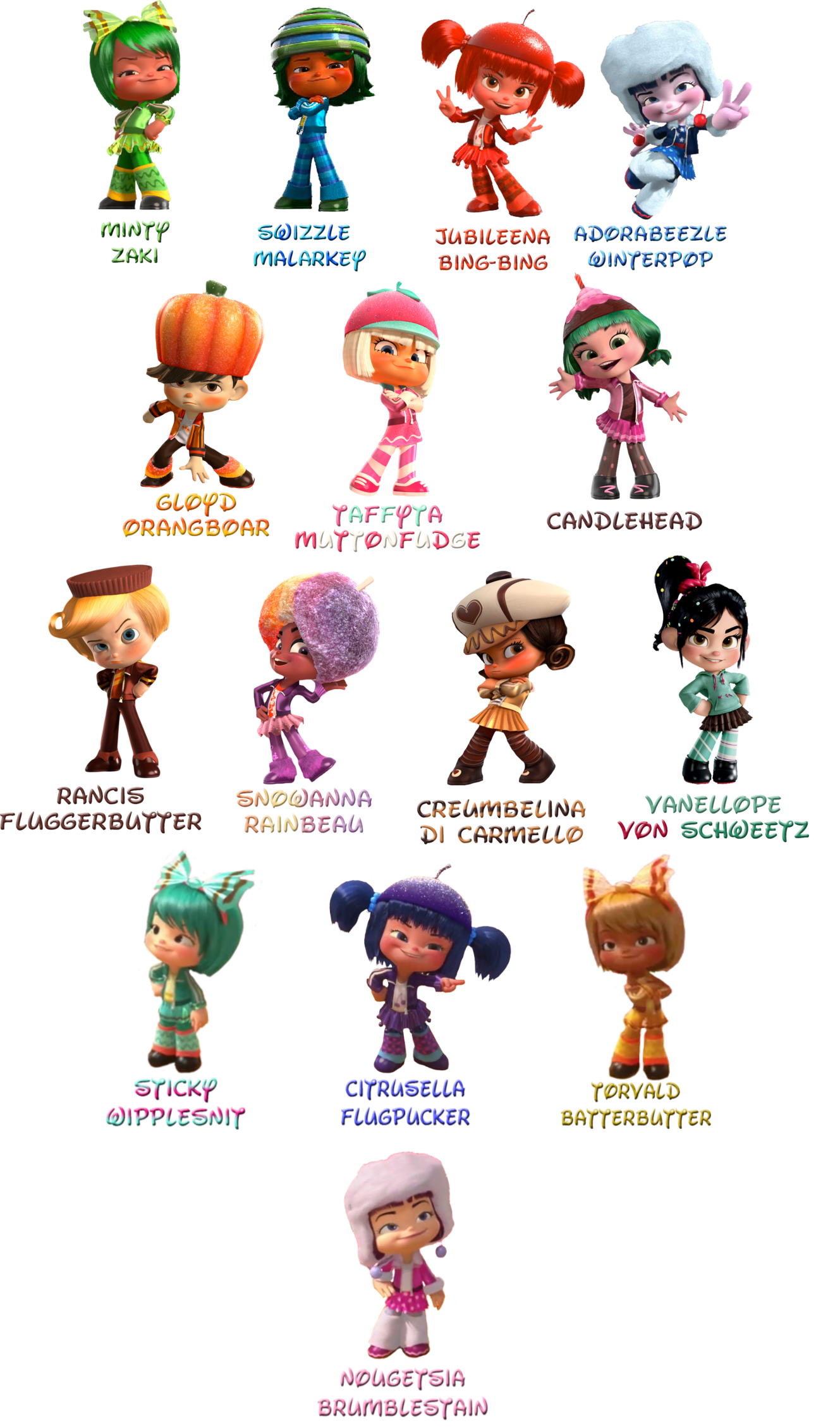 All Sugar Rush Racers Apart From King Candy Including Recolors