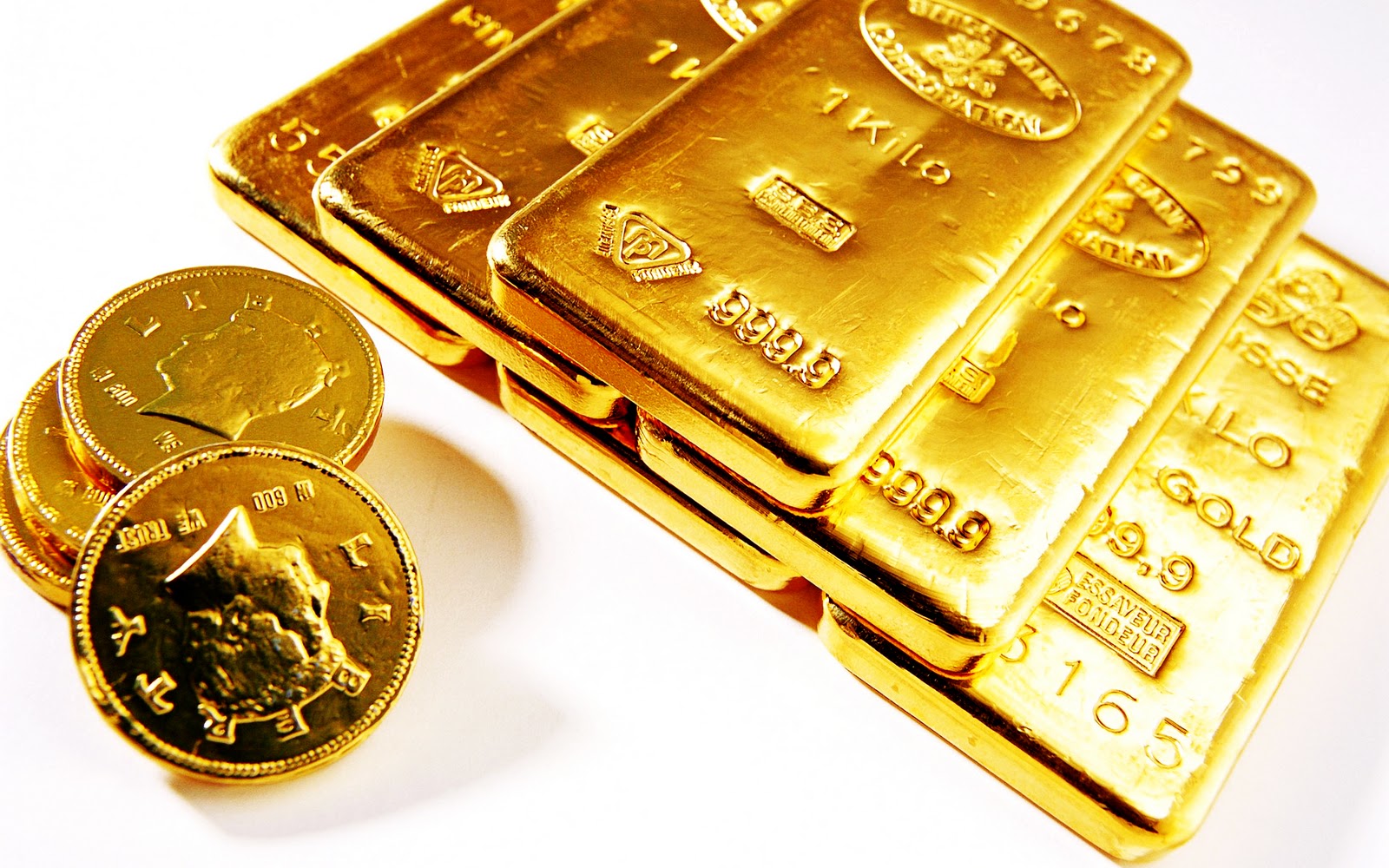 Gold Bars And Coins Hd Wallpaper Stock Photos