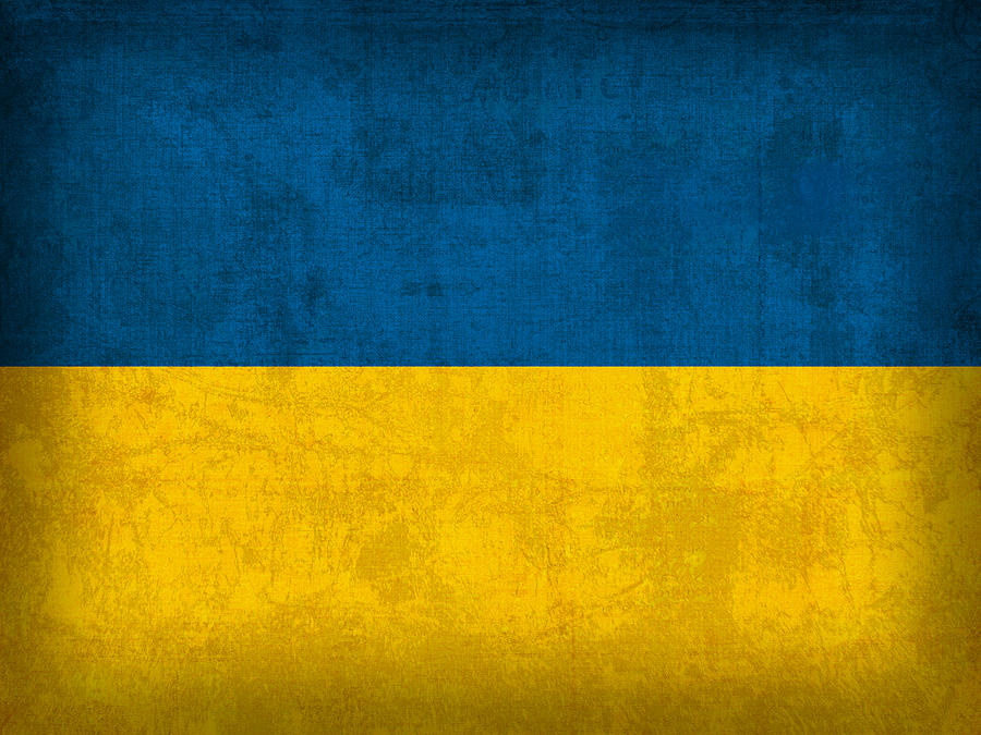 Ukraine Flag Vintage Distressed Finish Mixed Media By