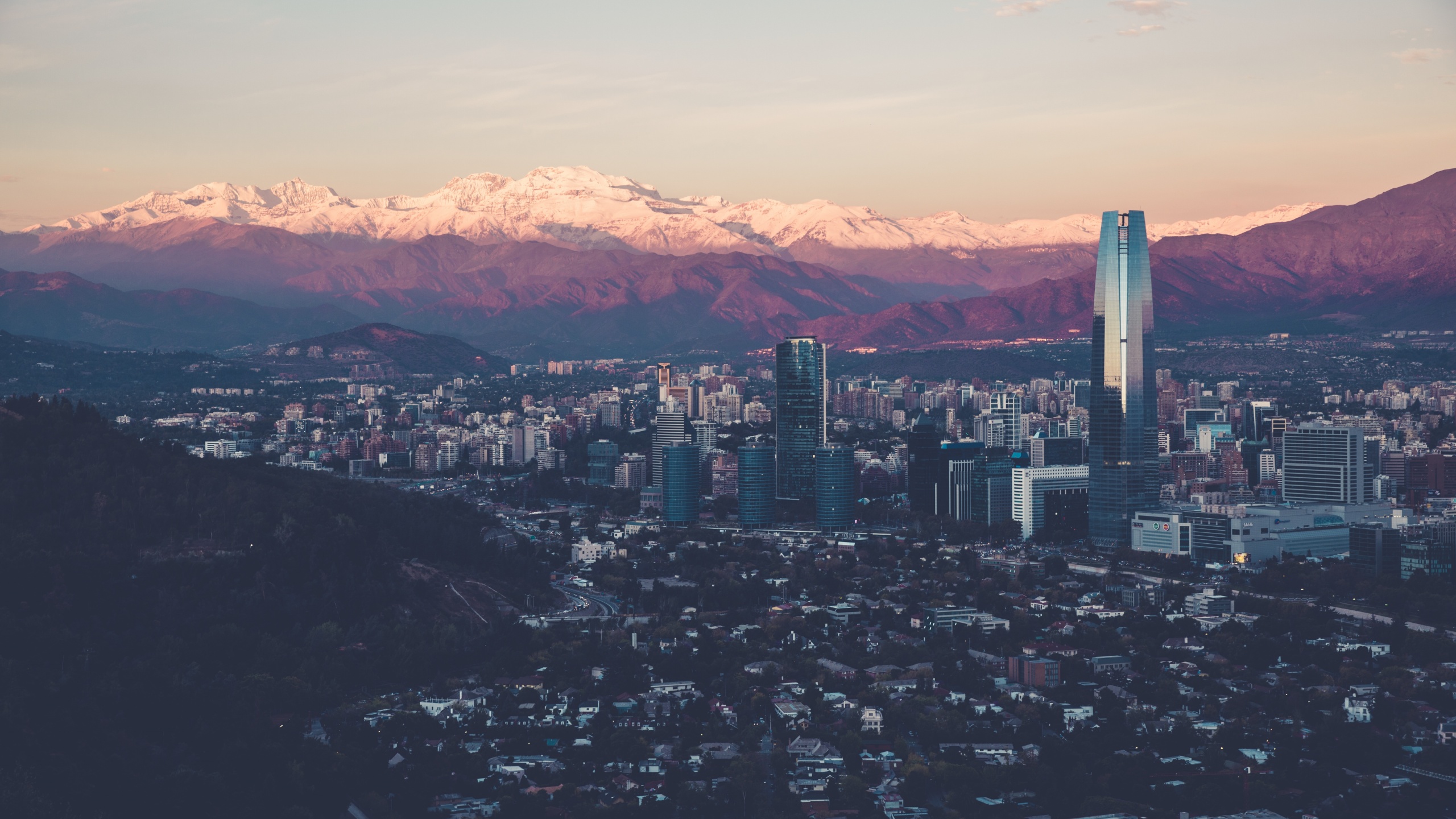 Santiago Cityscape And Mountains Wallpaper Id