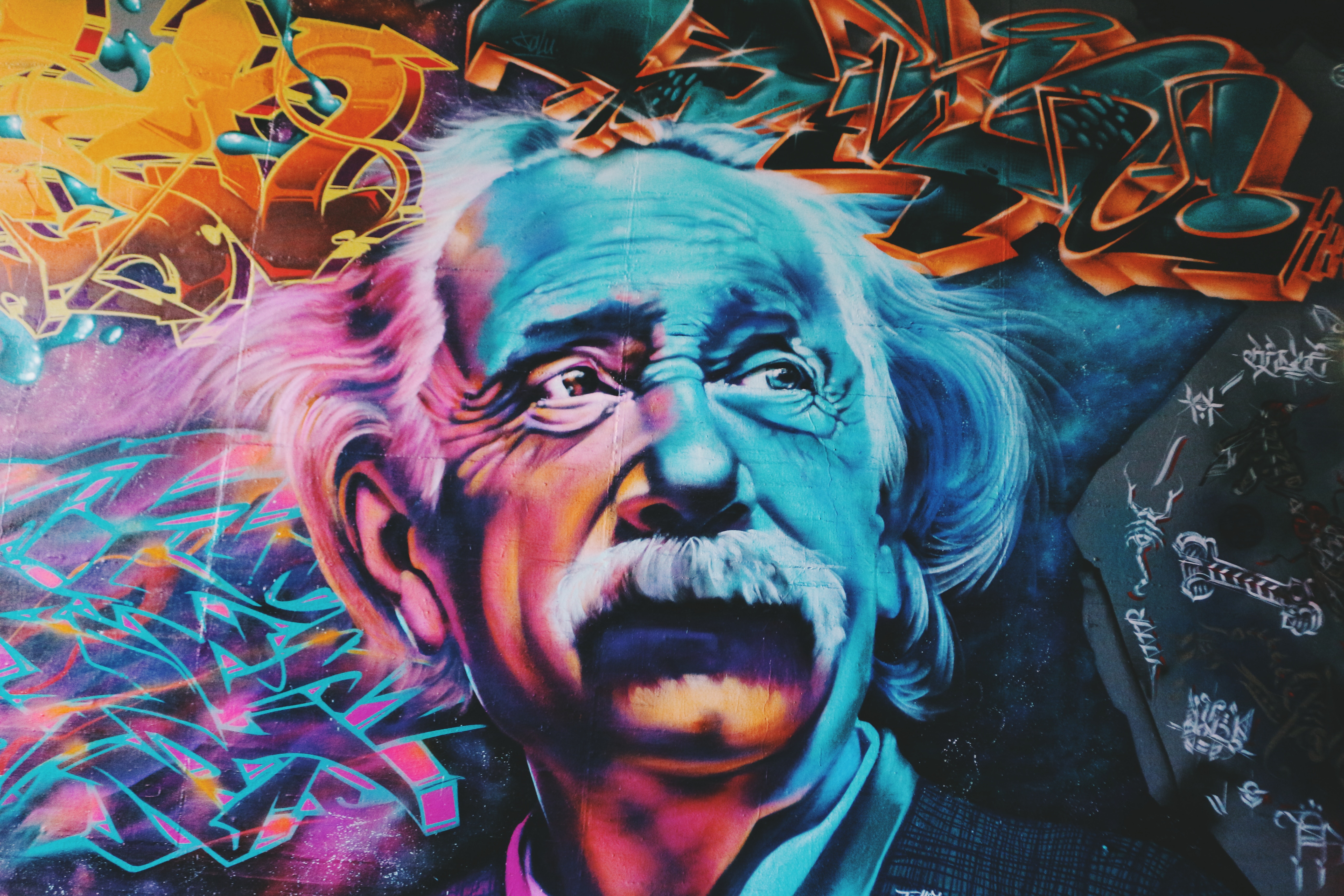 Graffiti Albert Einstein Mural Wallpaper For Tech