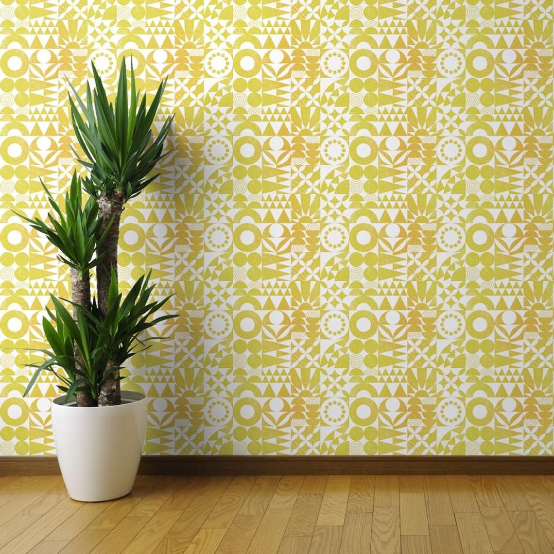 Yellow Mod Wallpaper Desert Sun By Analinea Modernism Retro