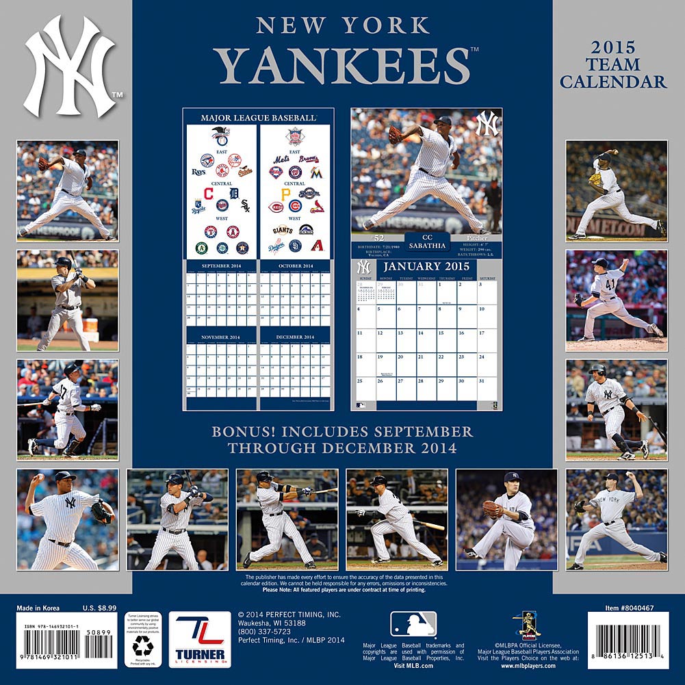  Baseball New York Yankees New York Yankees Mini Wall Calendar