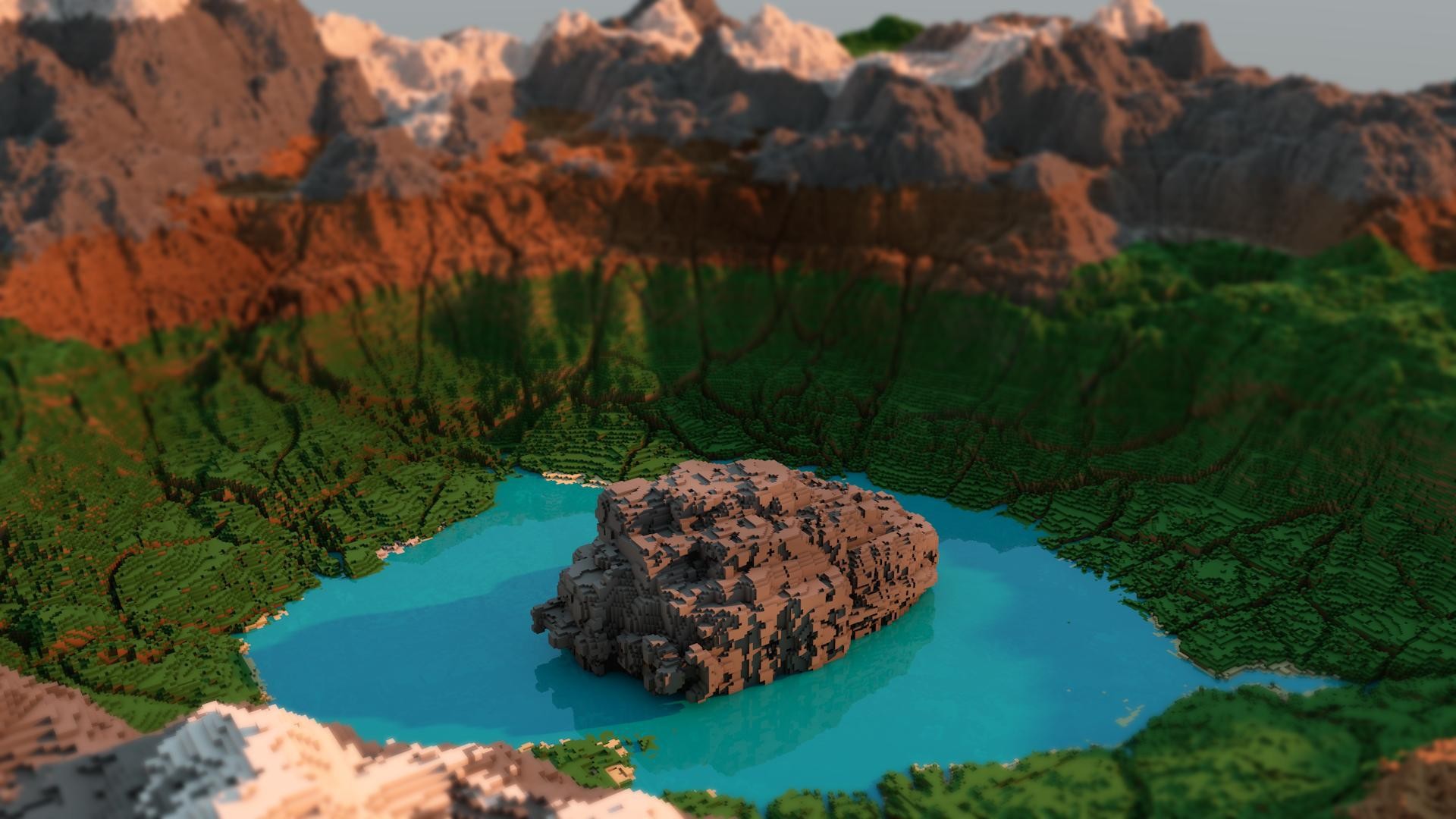 Nature Canyon Style Minecraft Desktop Wallpaper