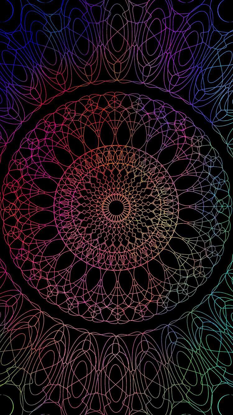 iPhone Wallpaper Pattern Purple Fractal Art Circle Textile