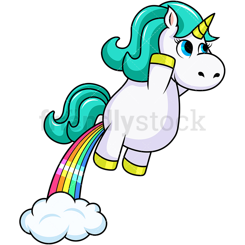 Unicorn Rainbow Fart Cartoon Vector Clipart Friendlystock