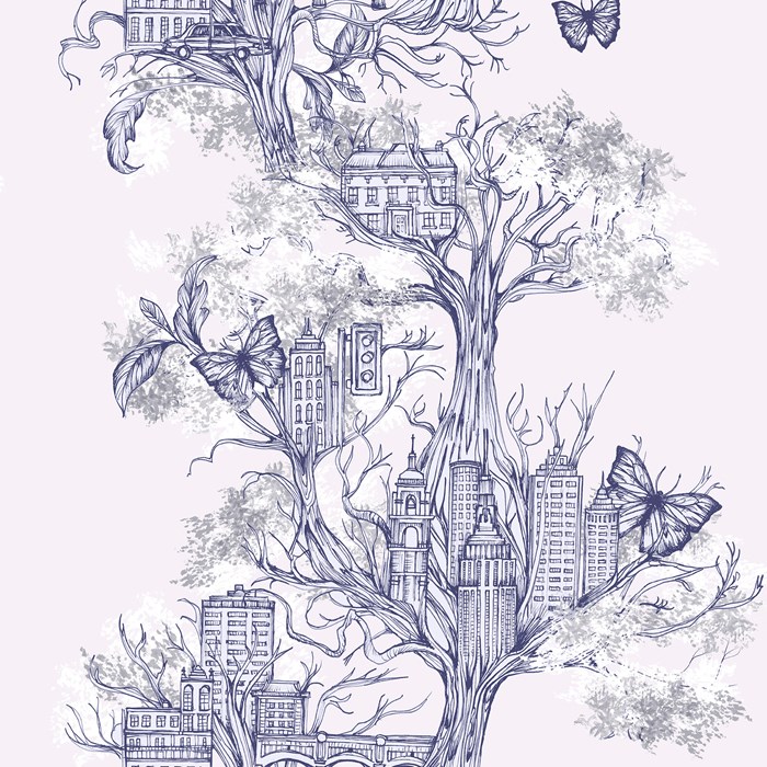 Graham And Brown Urban Tree Lilac By Louise Tiler Wallpaper