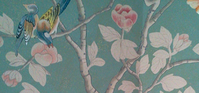 Chinoiserie mural hand painted in Connecticut Patrick Ganino