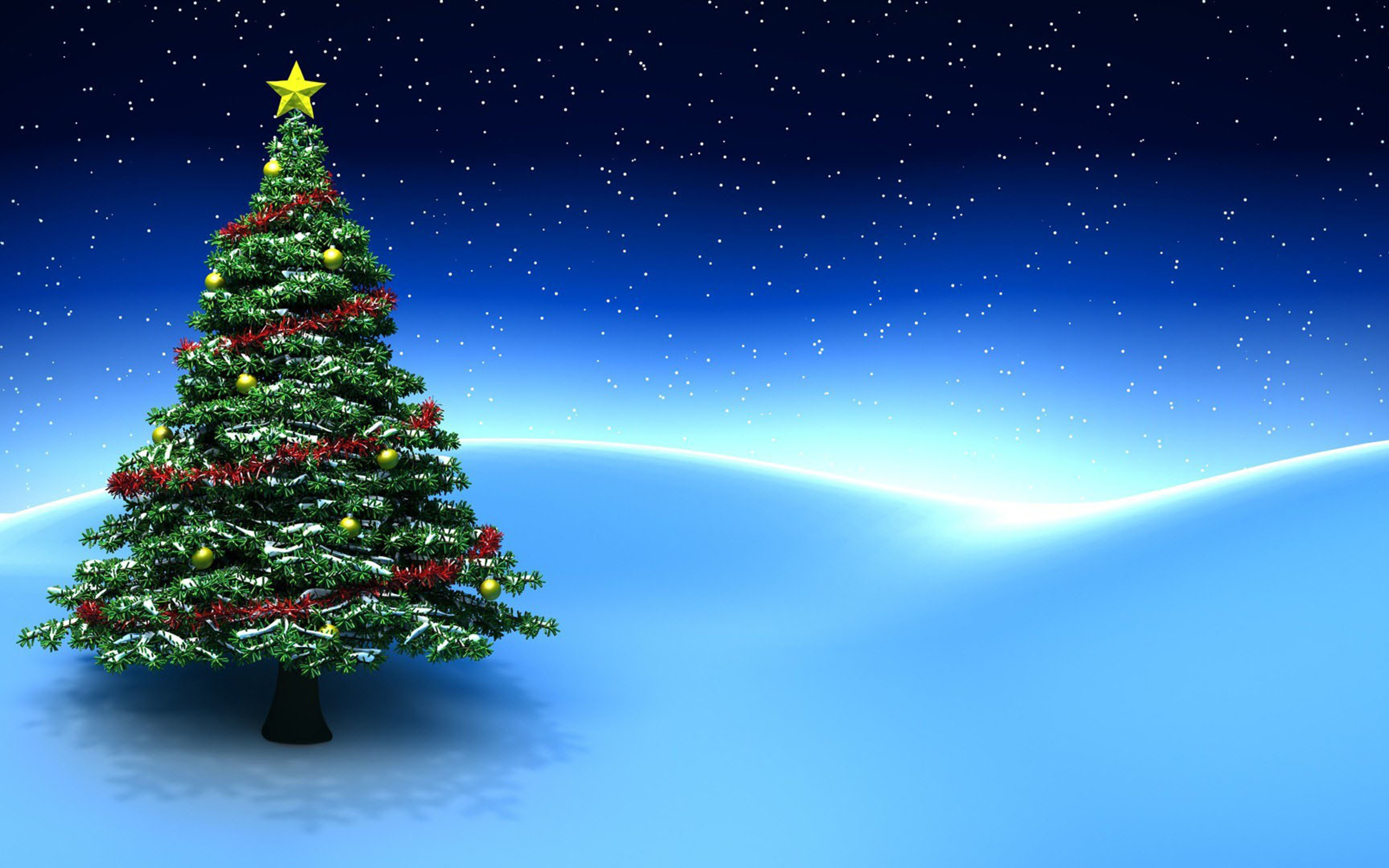 Christmas Tree On A Magic Blue Night HD Wallpaper
