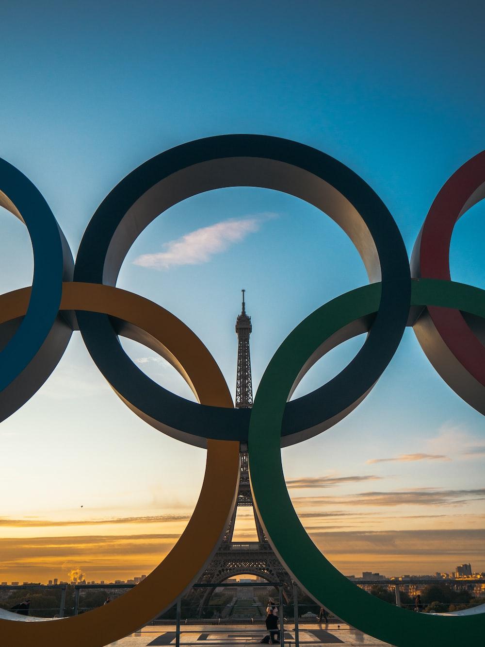The Olympic Rings In Front Of Eiffel Tower Photo Paris