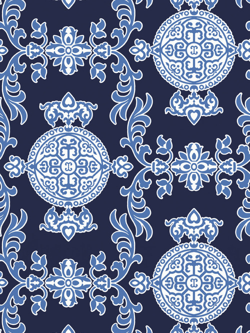 Halie Wallpaper In Navy T36111 From Thibaut S Enchantment Collection