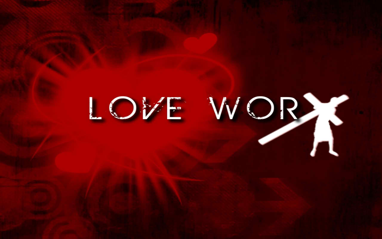 Christian Graphic Love Worx Red Background Wallpaper