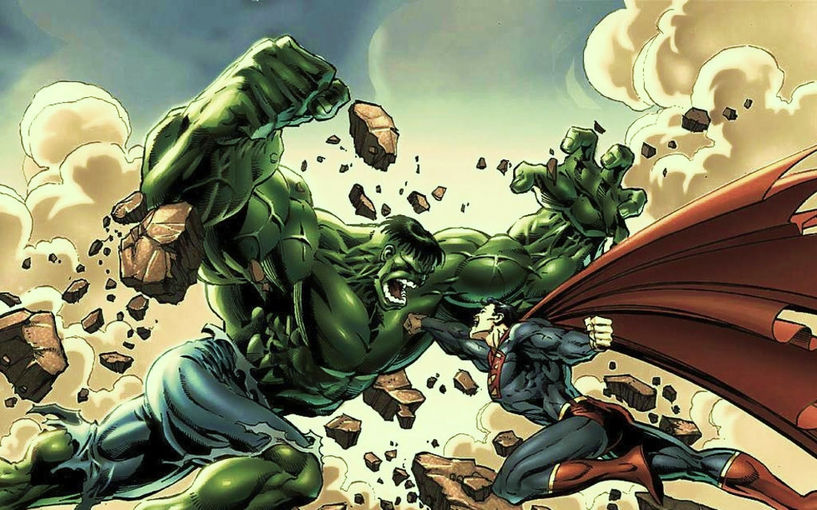 Hulk Vs Superman Cartoons Wallpaper Desktop Background For