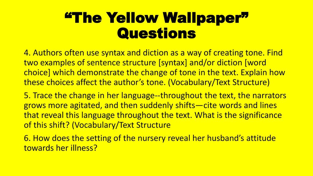 research questions for the yellow wallpaper