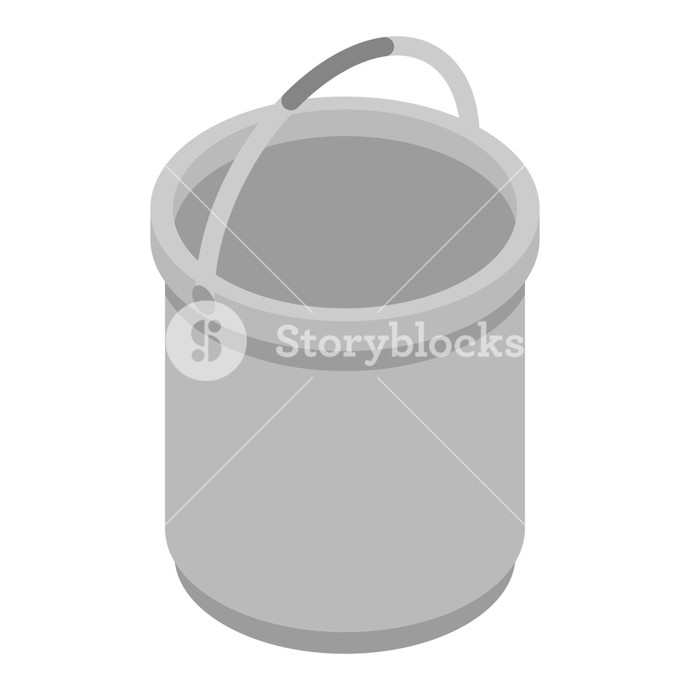Metal Bucket Icon Isometric Of Vector For Web