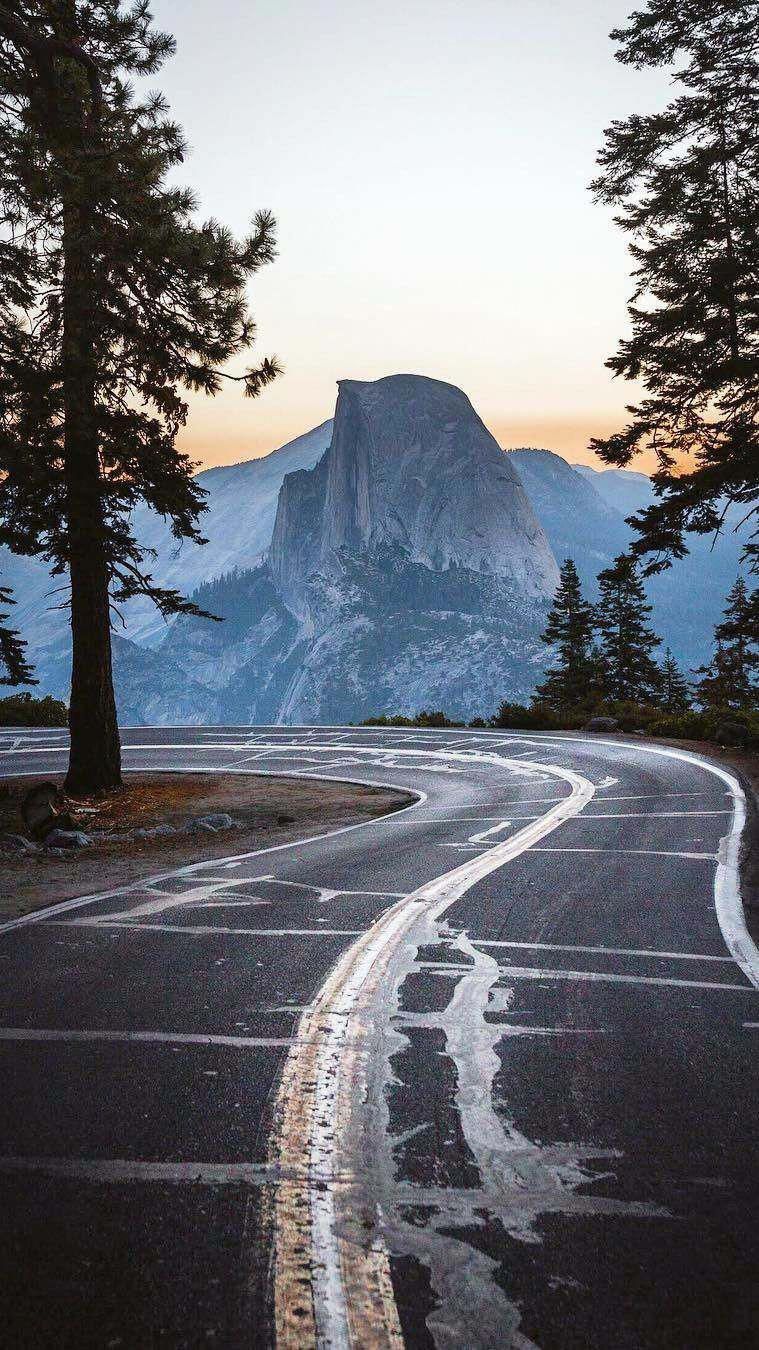 Yosemite Road Morning Nature iPhone Wallpaper