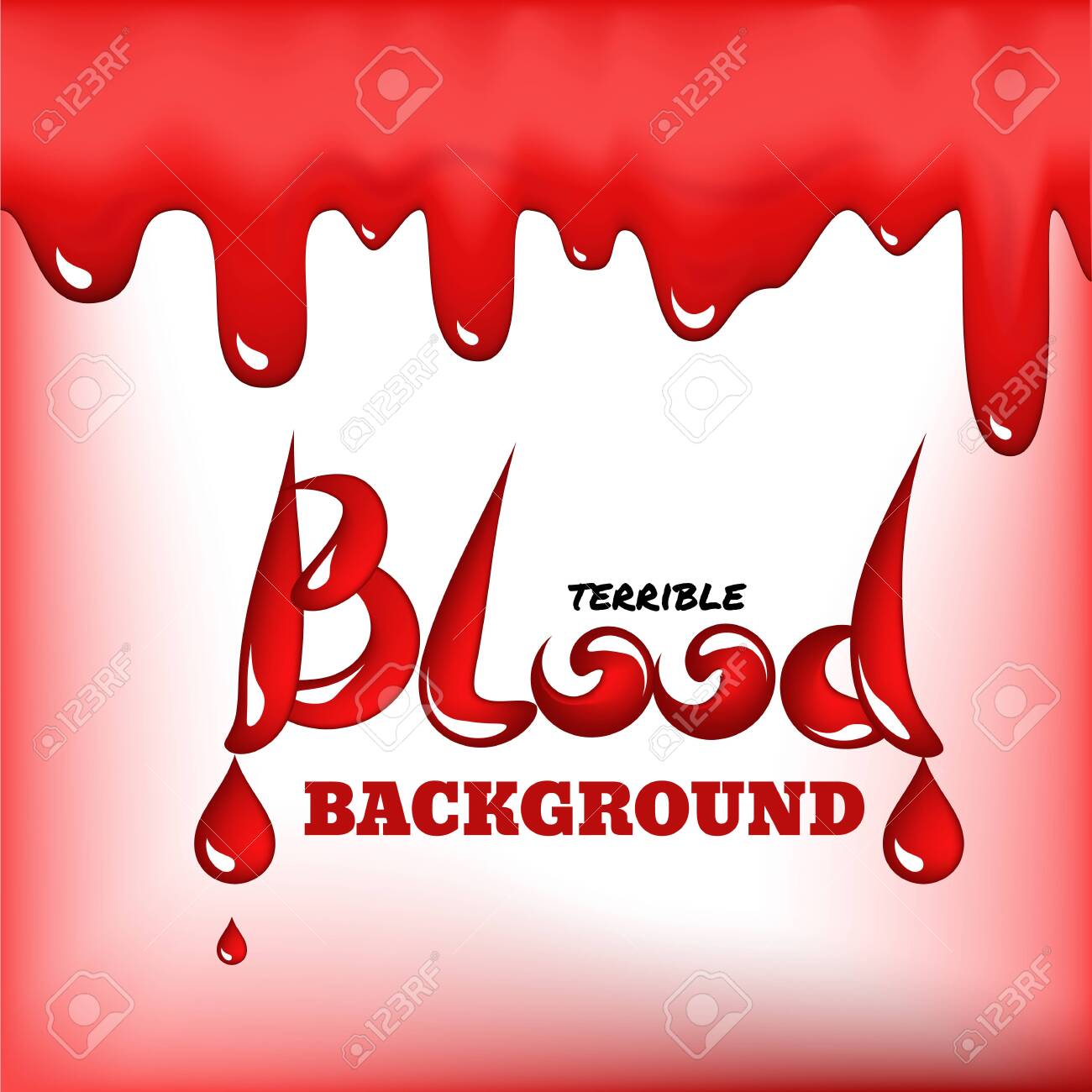 Red Blood Drops Frame Or Bleeding Background With Place For Text