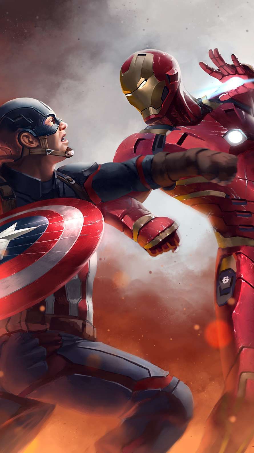 Iron Man And Captain Fight iPhone Wallpaper Vs