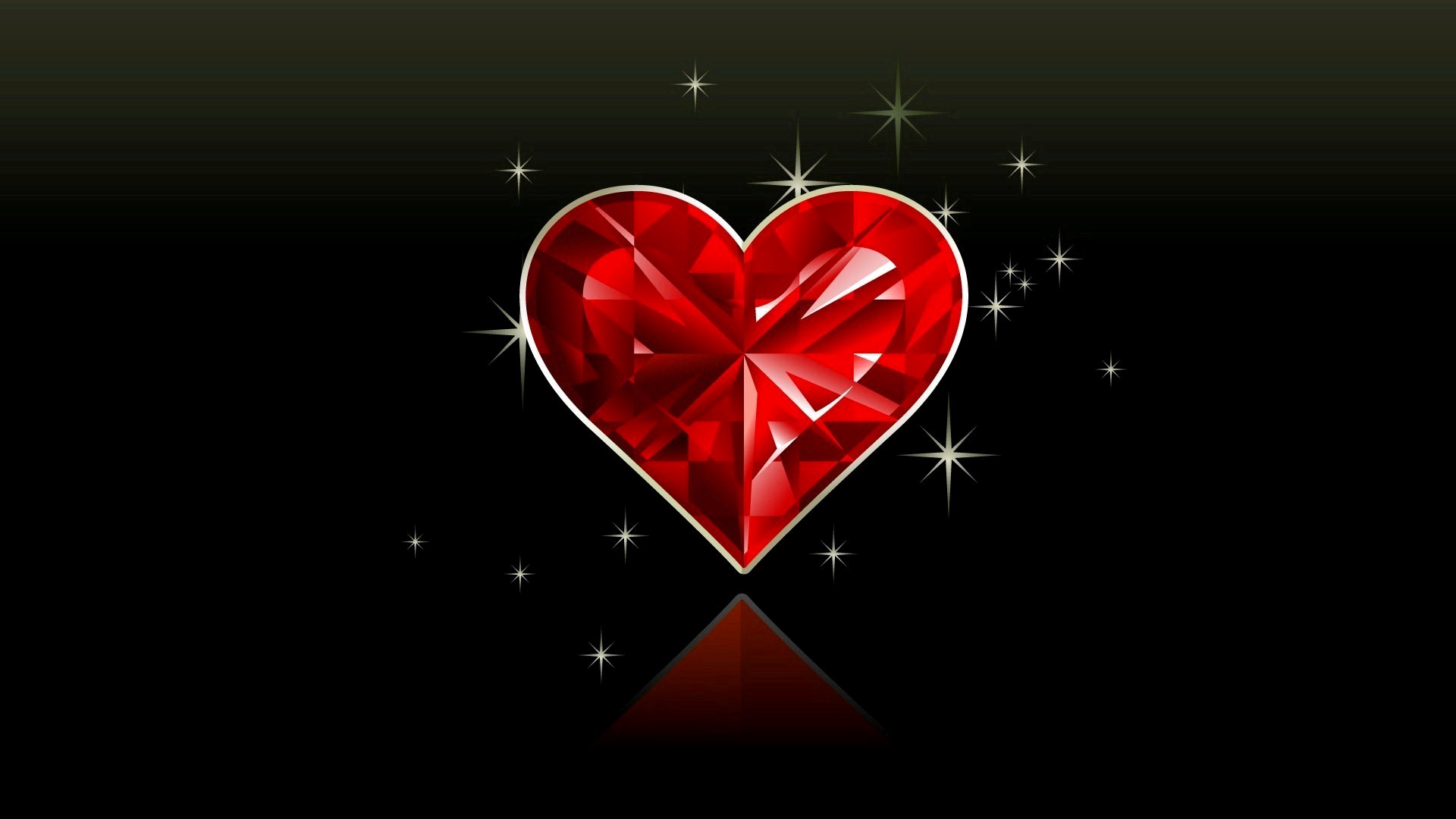 Red Crystal Heart in Black Background HD Wallpapers