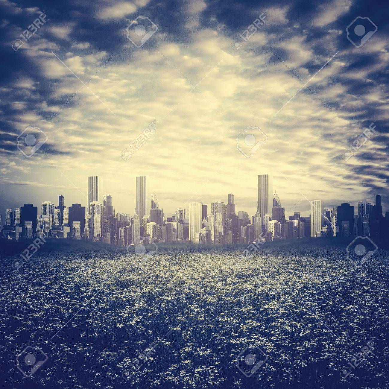 Far Away Abstract Urban Background Stock Photo Picture And