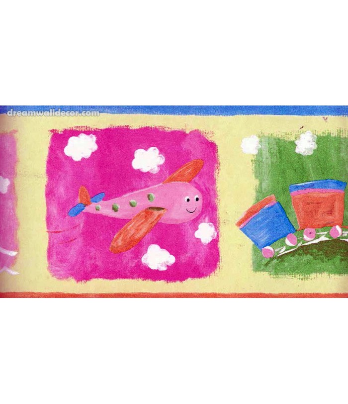 Free download Blue Yellow Orange Kids Train Wallpaper Border [700x812