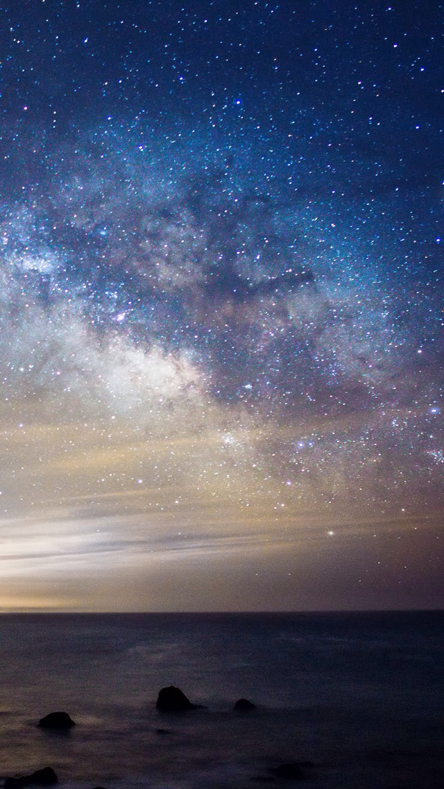 Night Sea Milky Way Wallpaper iPhone