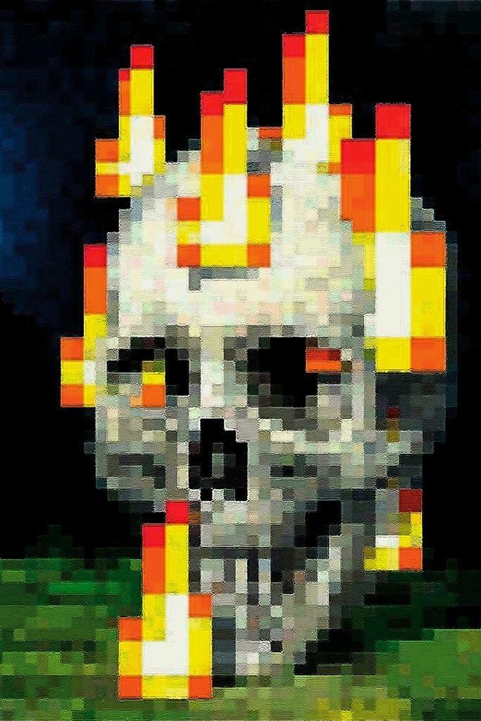 Minecraft Flaming Skull Banner Poster Art