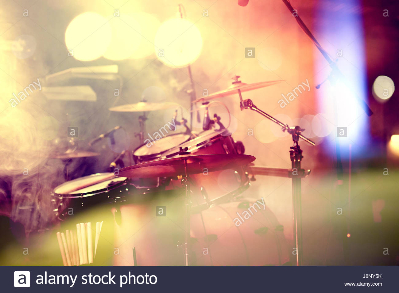 Live Music Background Drum On Stage Concert And Night Lifestyle