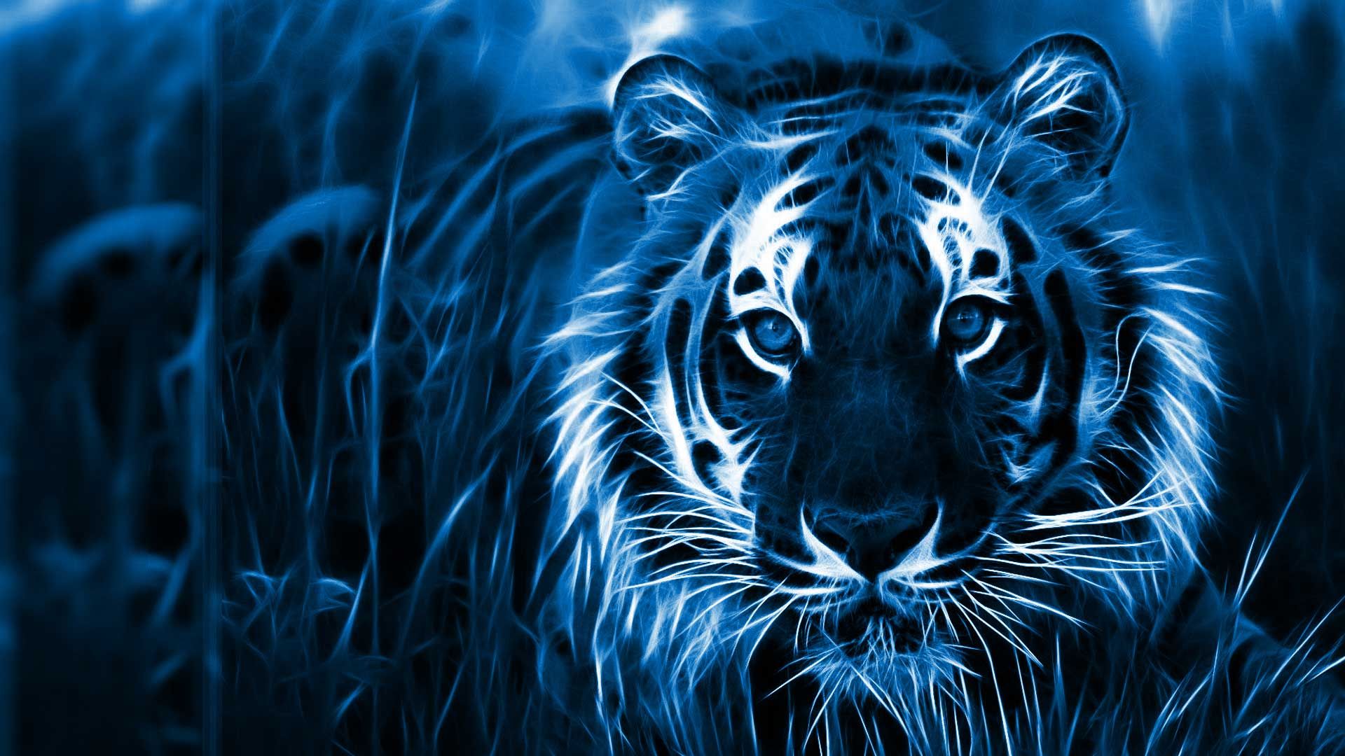 Electric Blue Tiger Wallpaper