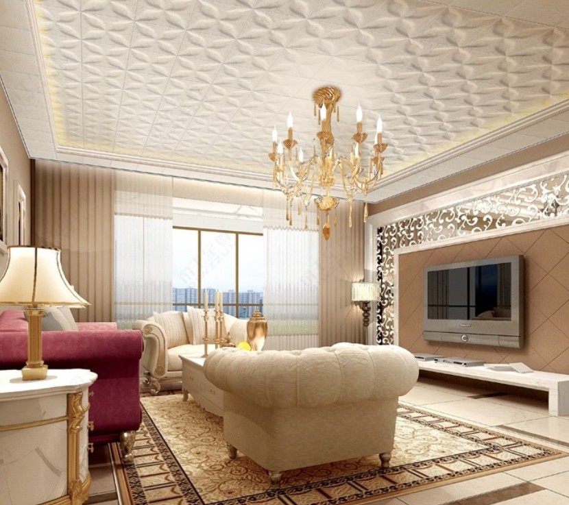 Living Room 3d Wallpaper Designs Ceiling Design