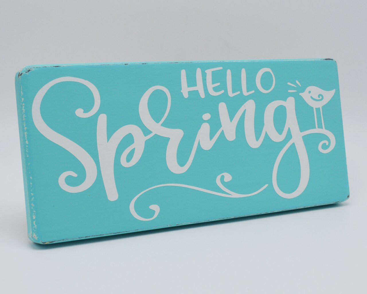 Hello Spring With Little Birdie Farmhouse Style Wood Sign Easter