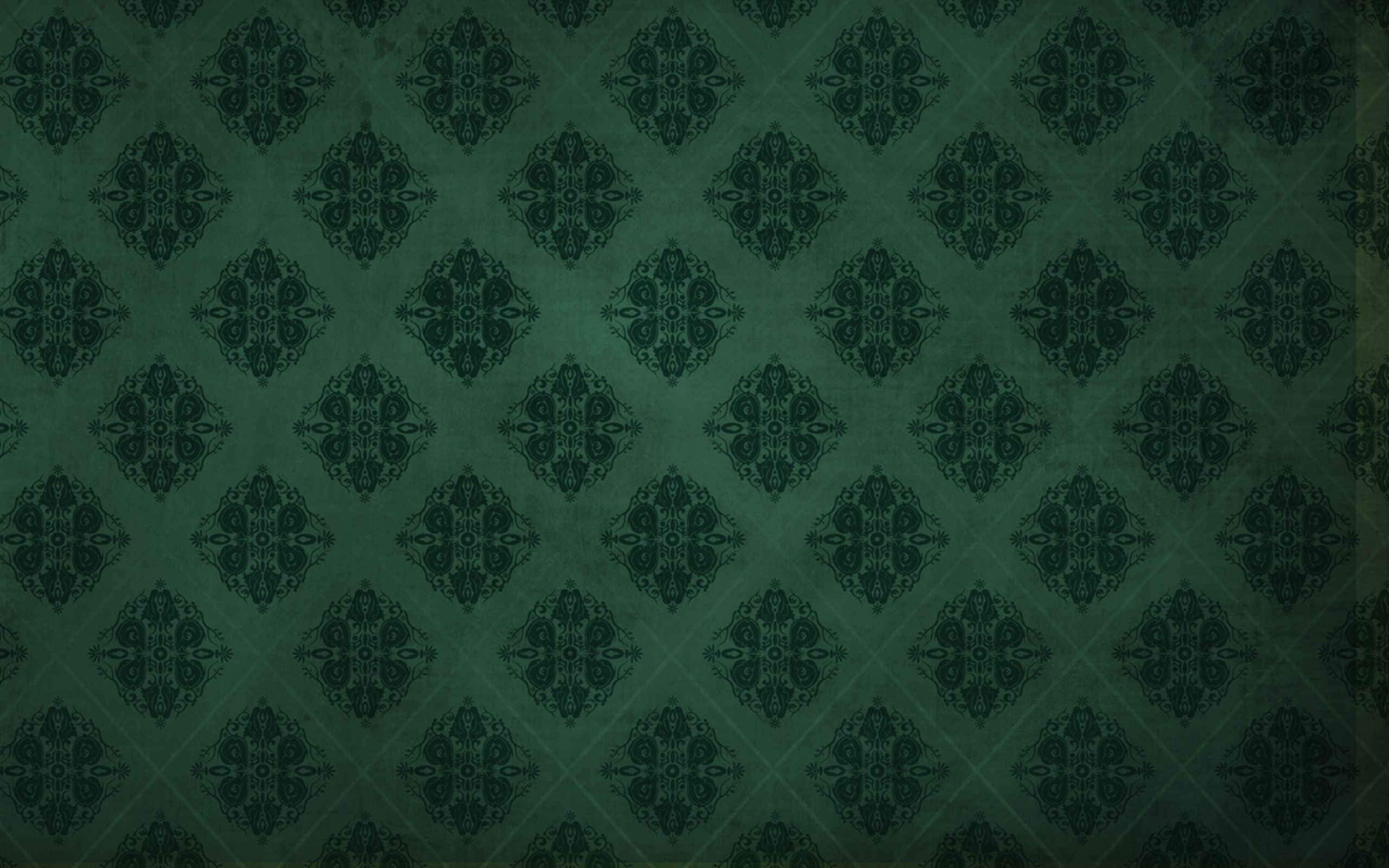 Dark Green Damask Wallpaper