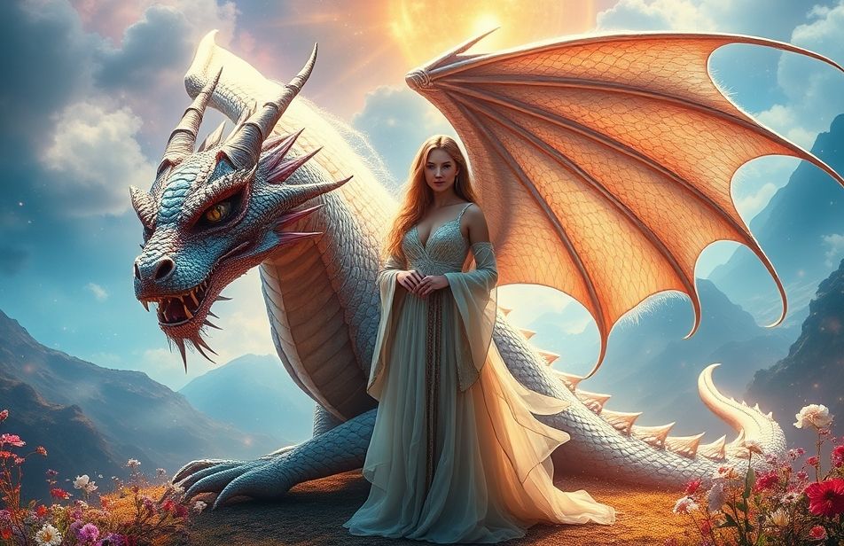 Woman And Dragon Wallpaper